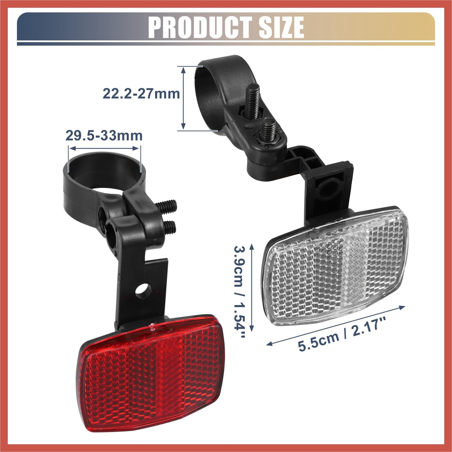 ACROPIX 10pcs Bicycle Front Rear Reflector Kit Mountain Bike Safety Warning Reflectors for Handlebar Seatpost and Night Cycling Red and White Car Parts