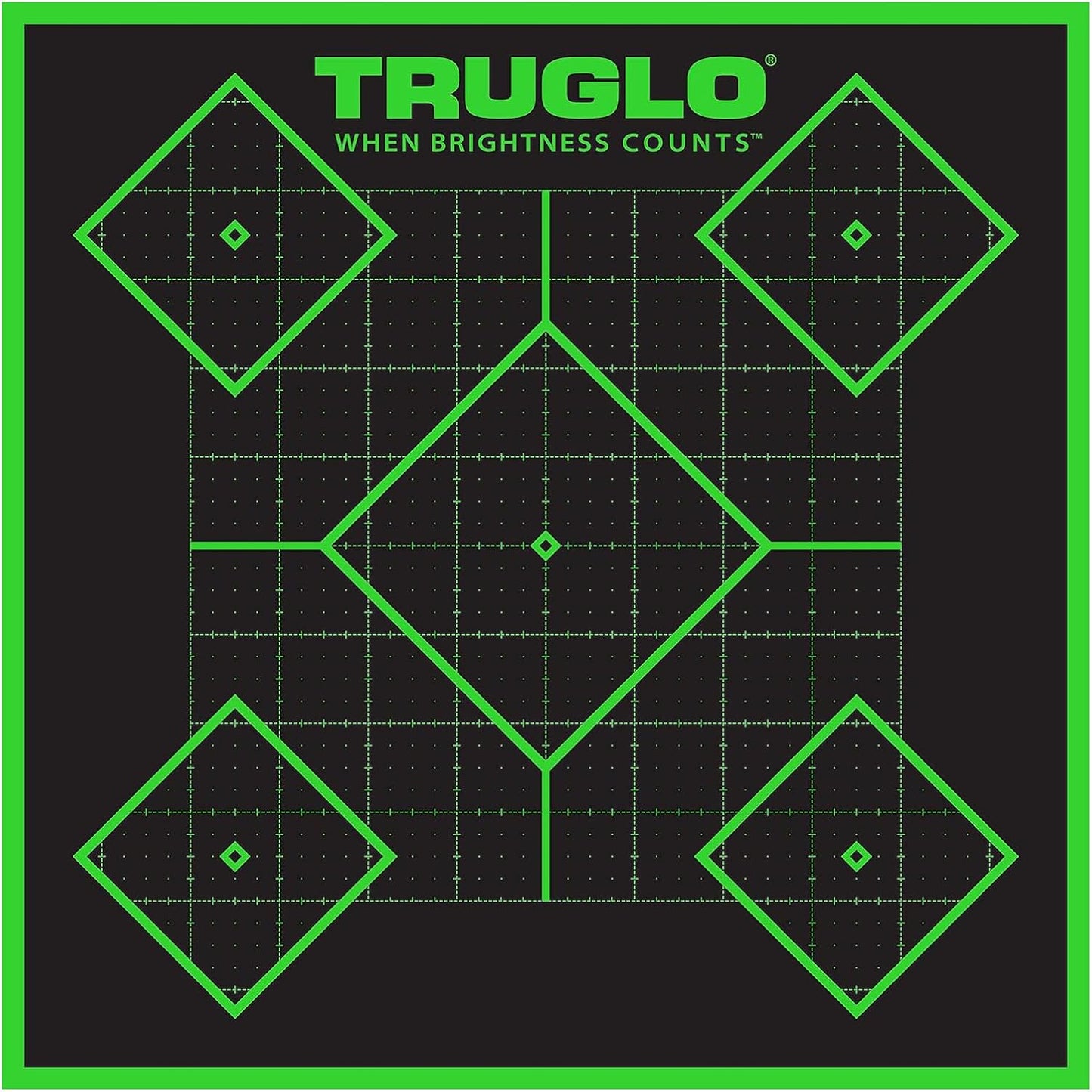 TRUGLO 12X12 Tru-See 5-Diamond Bright Fluorescent Self-Adhesive High-Visible Reactive Splatter Targets, Available in 6, 12, 25 or 50-Pack Options