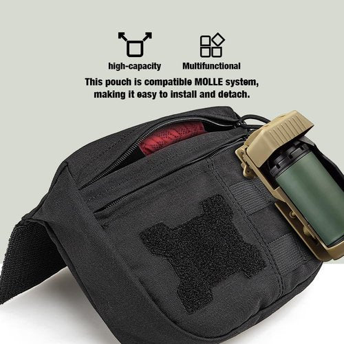 TSPRO Tactical MOLLE Drop Dangler Pouch - Admin & Tool Organizer with Hook & Loop Panel, Fits Vests, Bags, Tactical Gear (Black)
