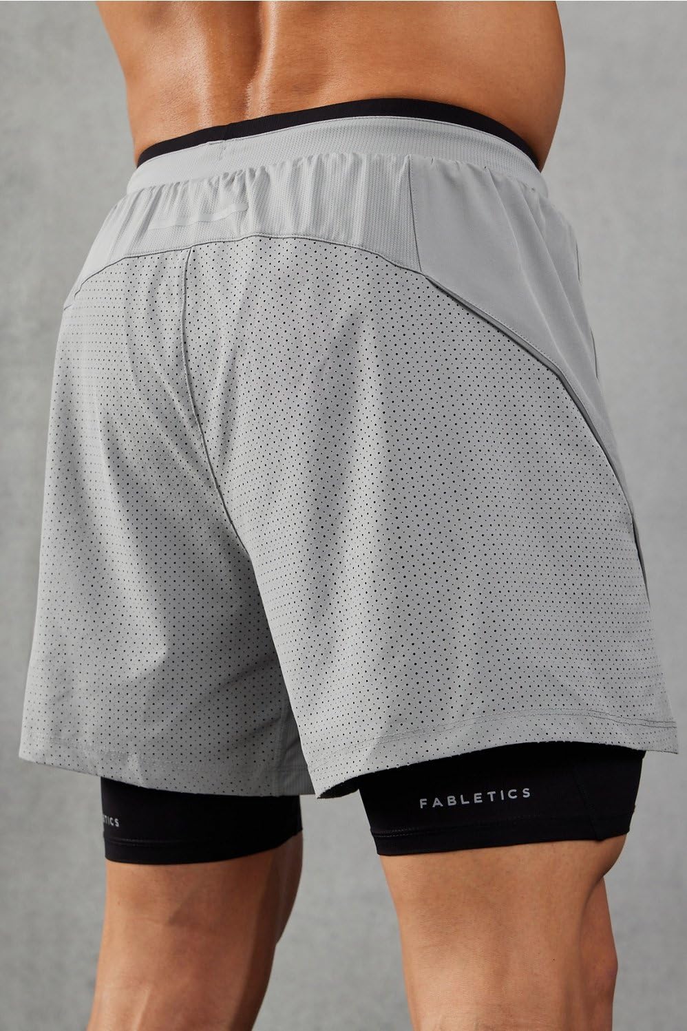 Fabletics Men's The Kadence Short (Lined), Performance Running, Jogging, Training, Ultra Lightweight, 5" Inseam, 4X, Shadow Grey