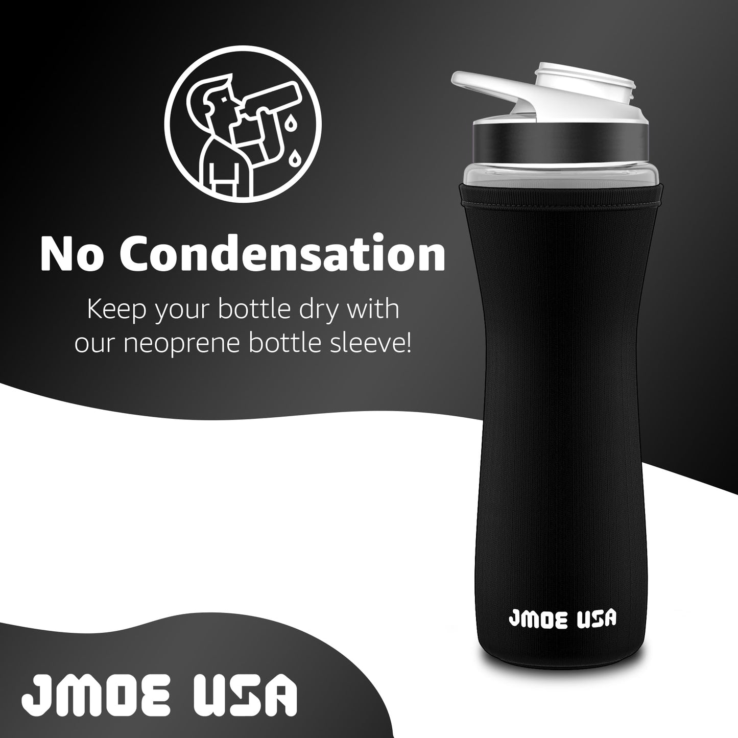 Jmoe USA 42oz Sleeve for Cirkul Water Bottle | Fits Plastic and Stainless Steel Bottles | Neoprene Sweat Absorbing Material | Fitted Design | 2-Pack | Insulated Cover (Black)