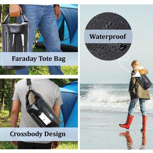Quctak 15L Faraday Dry Bags, Waterproof Backpack For Electronic Device, Faraday Cage for Signal Blocking, Faraday Key Fob Protector, Anti-Theft Anti-Tracking GPS RFID Waterproof Dry Bag