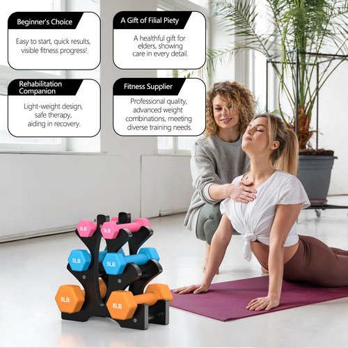 Portzon Weights Dumbbells Set with Various Color and Weights and Compatible, 1-15 LB, Anti-Slip, Anti-roll, Hex Shape