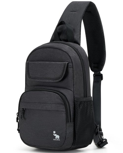 OIWAS Sling Bag Crossbody Backpack for Men, One Strap Backpack Hiking Daypack Chest Bag for Women Large Capacity Water Resistant Shoulder Bags (black)