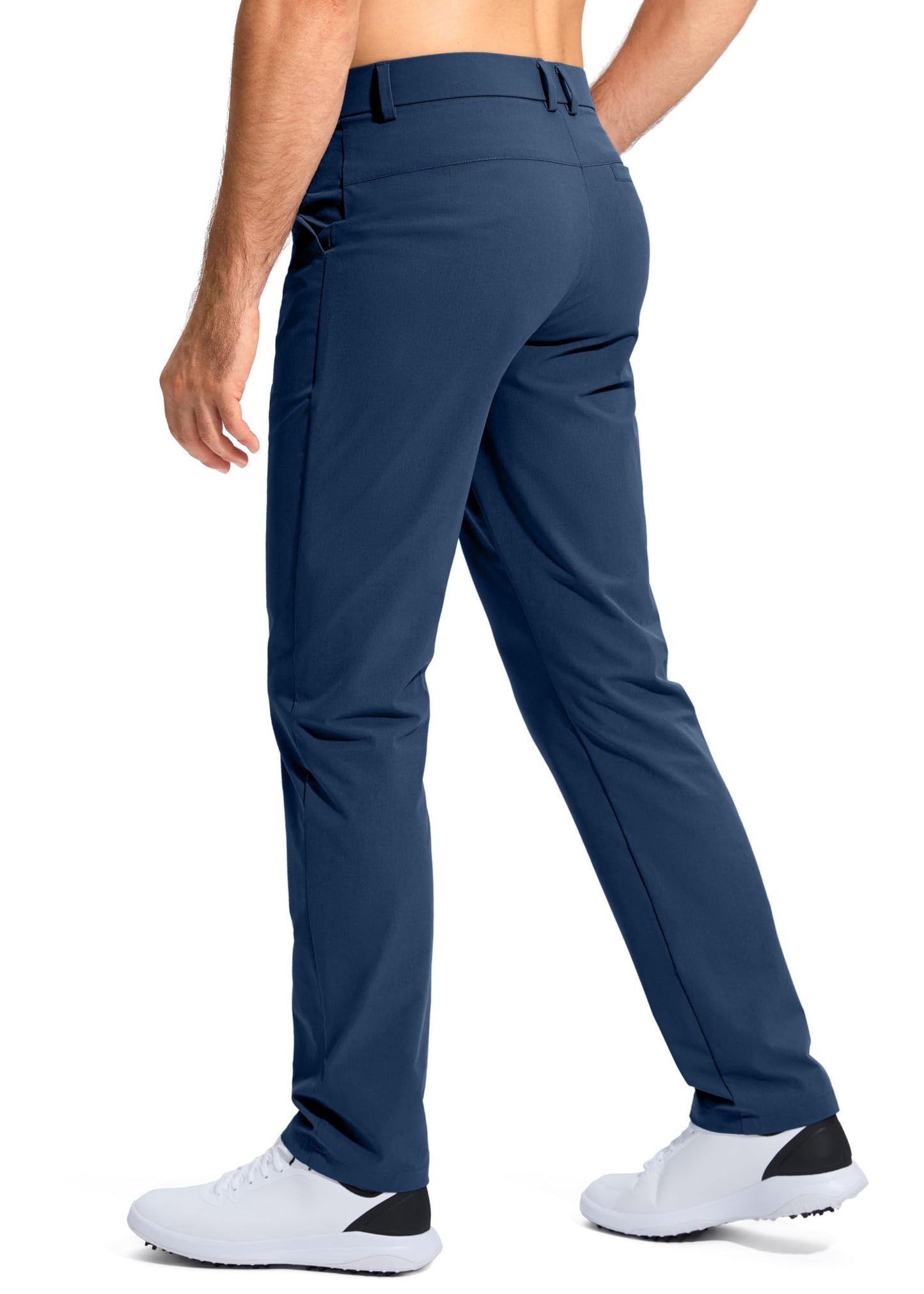 Pudolla Dress Pants for Men Golf Pants Stretch Work Dress Comfy Pants 30 Lightweight Quick Dry Casual Slacks Trousers(Navy 33Wx30L)