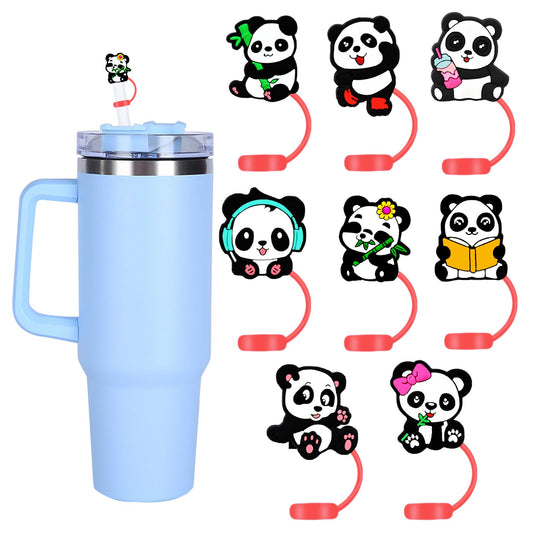 8 Packs Straw Cover Cap for Stanley Cup, Silicone Straw Topper Compatible with 30&40 Oz Tumbler with Handle, 10mm Reusable Straws Tips Lids, Red