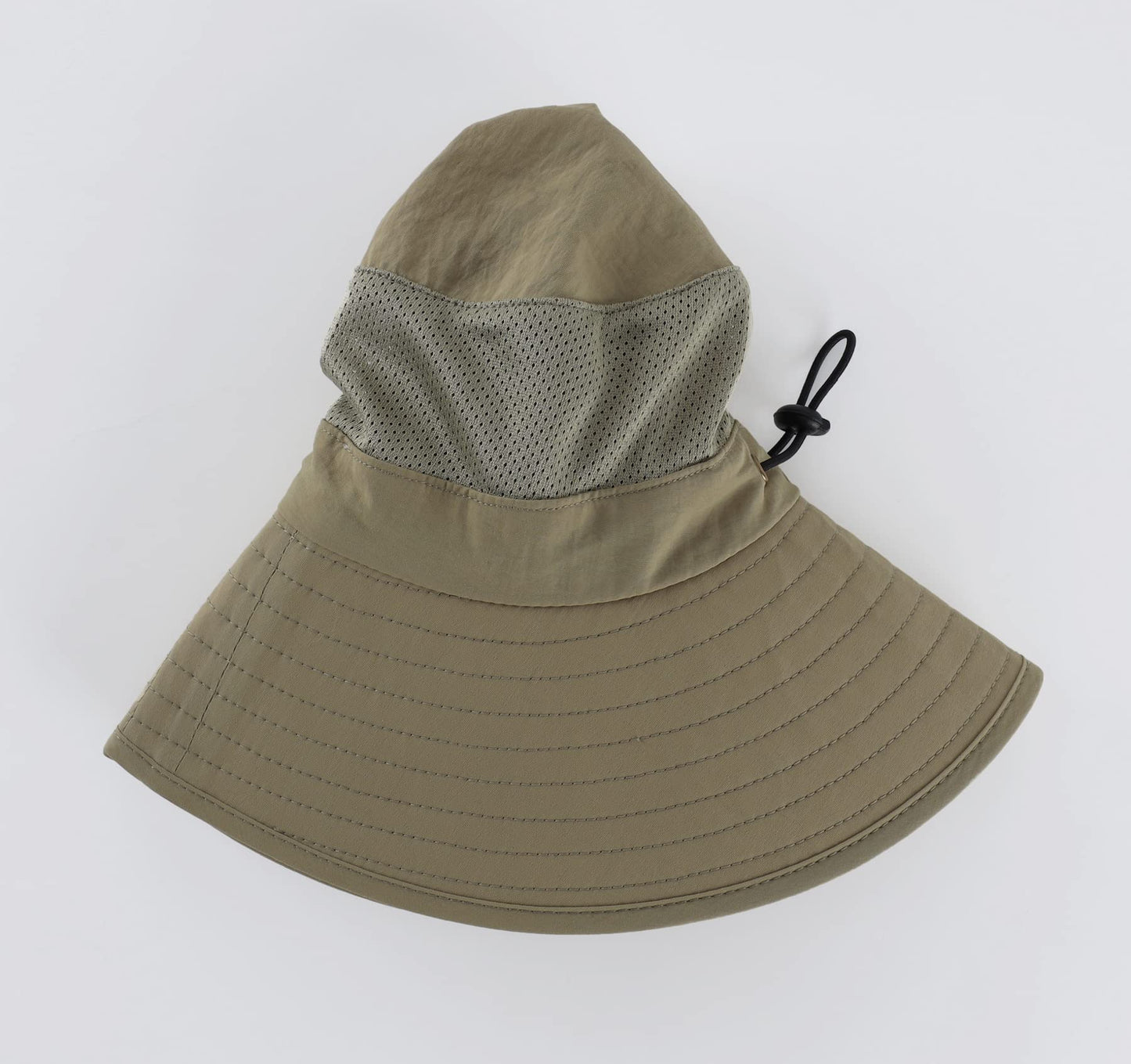 Home Prefer Outdoor UPF50+ Mesh Sun Hat Wide Brim Fishing Hat with Neck Flap (Light Vert Khaki)
