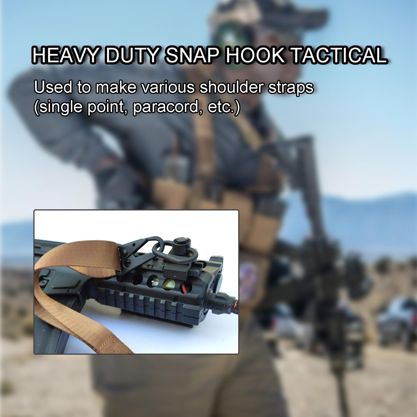 6 Pack Metal Rifle Sling Clips Tactical Snap Hook Enlarged Mouth Single Point Slings Clip for Paracord Webbing Strap Outdoor Accessories - 1"(25mm)