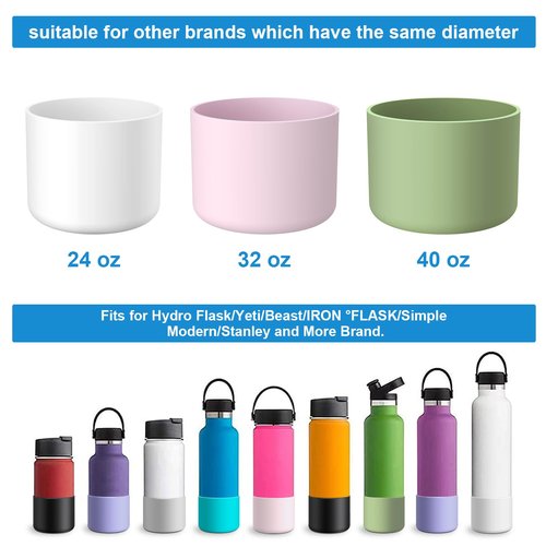 yoelike Silicone Water Bottle Boot for Owala 24 oz 32 oz 40 oz, 2PCS Anti-Slip Protective Sleeve for FreeSip/Twist/Flip, Watter Bottle Accessories, Bottom Bumper Cover, Dishwasher Safe, BPA Free