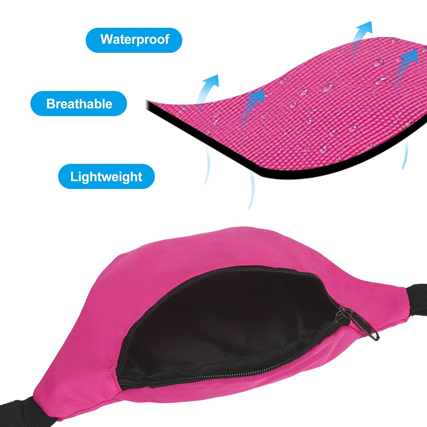 PATIKIL 80s Fanny Pack for Women, Adjustable Waist Bag 90s Fanny Pack for Party, Running, Pink