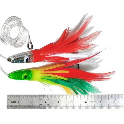 KMUCUTIE Set of 6 pcs 7 inch trolling Lure Marlin Tuna Dolphin Shark Big Game deep sea Fishing Lures Included Mesh Bag (7 INCH)