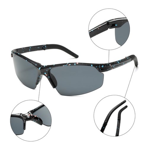 Long Keeper Sport Cycling Sunglasses for Men Women Folding Portable Driving Fishing Golf Baseball Softball Sunglasses