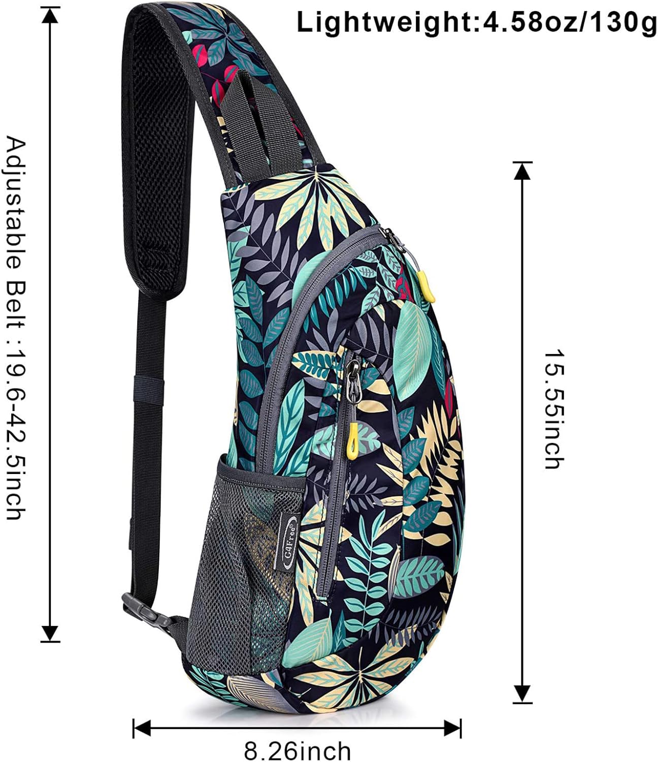 G4Free Sling Bag for Men Women, Small Crossbody Backpack Lightweight Chest Shoulder Bags for Travel, Outdoor and Sports (Black)