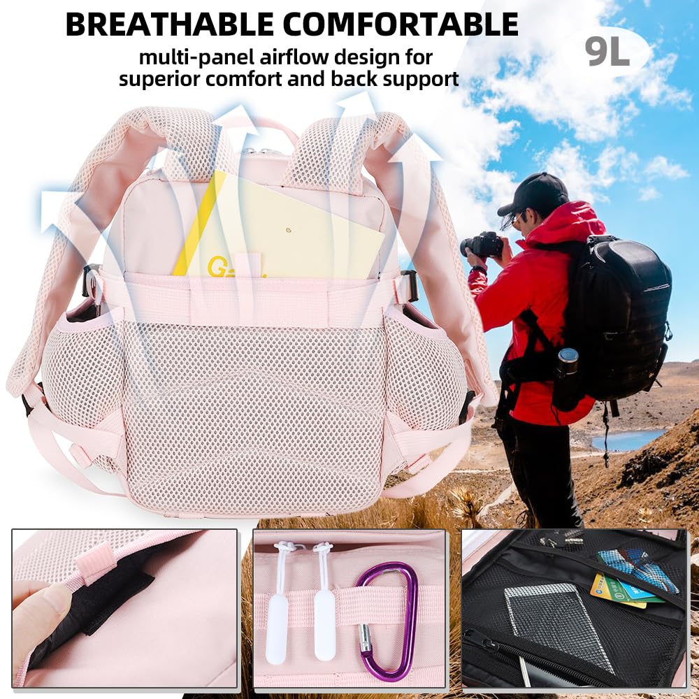 9L Mini Tactical Backpack for Men and Women, Tactical Backpack Small for Hiking, Small Tactical Bag（Pink）