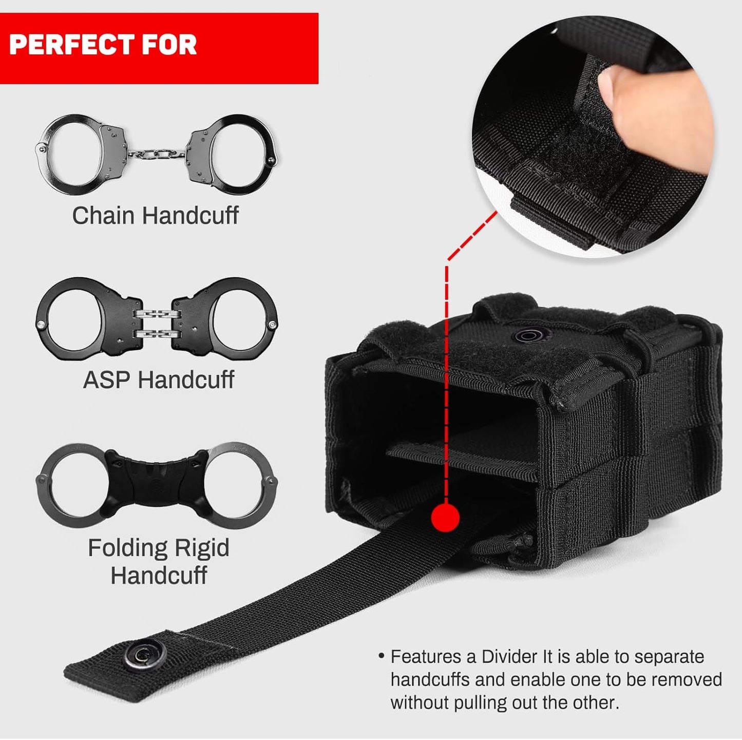 G-Wrap Double Handcuff Pouch – Tactical Nylon 1680D Reinforced Case with Metal Snap & Velcro Closure – MOLLE & Duty Belt Compatible – Professional Gear for Police, Security & Tactical Use