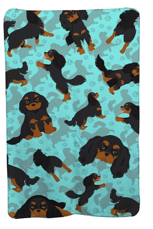 Caroline's Treasures MLM1038TBLT Black and Tan Cavalier King Charles Spaniel Soft Travel Blanket with Bag Airplane Blanket, Indoor Outdoor Camping Blanket for Traveling, Picnics, Beach Trips, Concerts