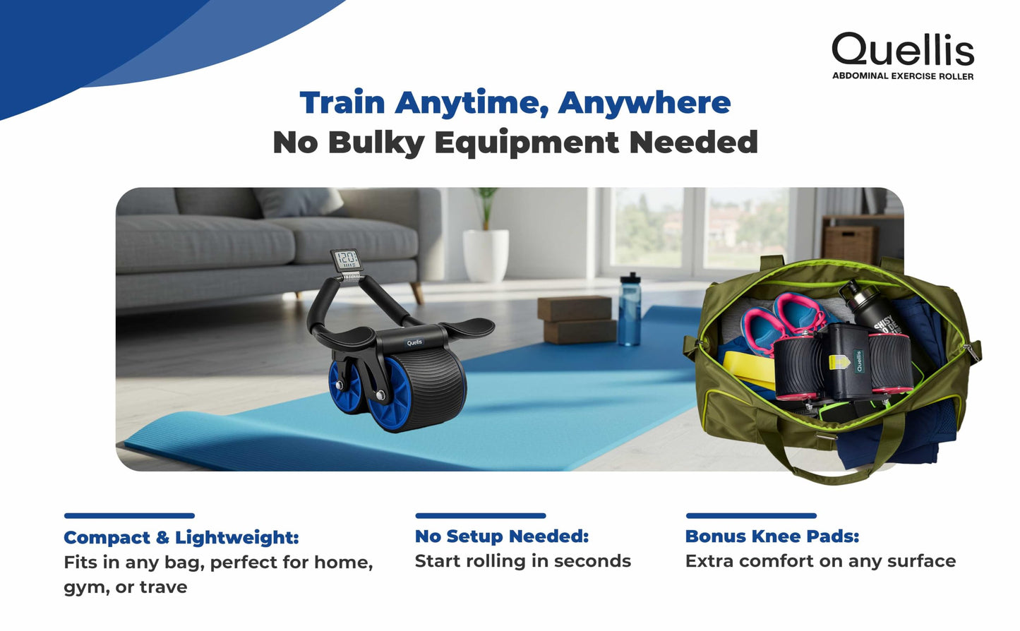 AB Roller for Men & Women – Core Strength Training Wheel Set with Elbow Support & 2 Knee Pads – Abdominal Exercise Roller for Core Stability, Belly Fat Reduction, and Total Body Workout Equipment