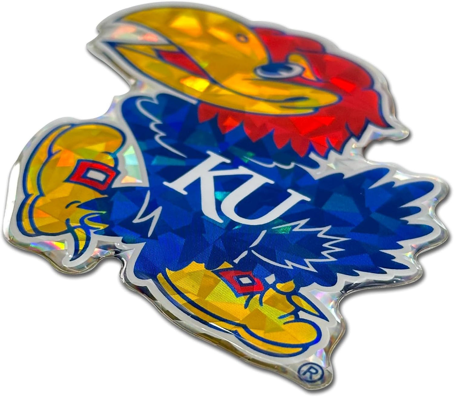 Elektroplate Officially Licensed Kansas Jayhawks Crimson & Blue Reflective Decal | Premium 3D All Weather Sticker for Car, Water Bottle, Laptop, Window, Cooler, Toolbox, Phone | Made in The USA