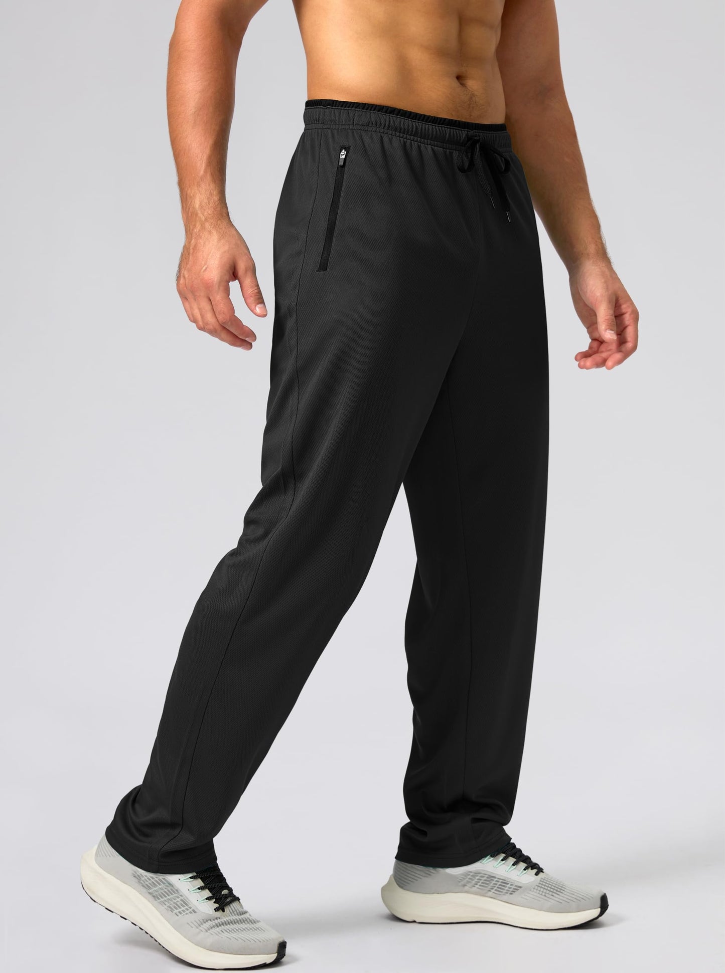 G Gradual Men's Sweatpants Mesh Lightweight with Zip Pockets Breathable Quick Dry Athletic Pants for Workout Running (Black, Small)