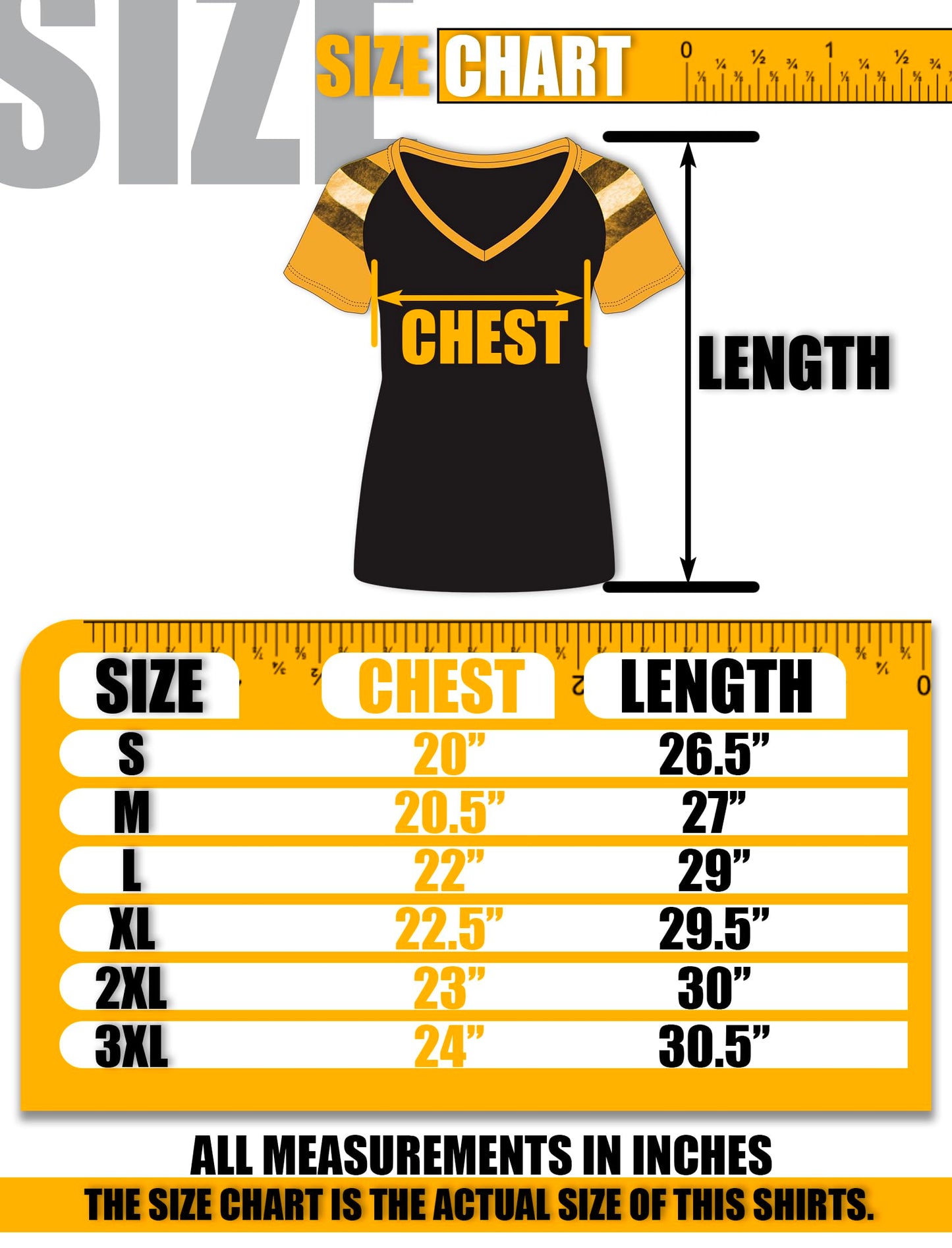 Geneisteck Womens Football Fans V Neck City Raglan T-Shirts - Black & Yellow X-Large