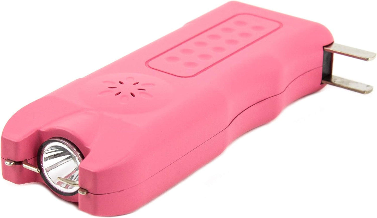 POLICE Stun Gun for Self Defense 628 – High Voltage Mini Rechargeable with LED Flashlight & Siren Alarm – Compact & Heavy Duty – Personal Security for Women – Pink
