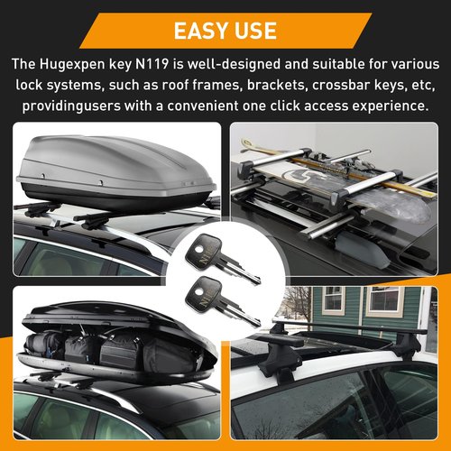 Hugexpen N119 Key Replacement for Thule Rack Core, Key Cylinder for Bike Rack Lock, Roof Cargo Lock, Roof Rack Locks, Cross Bars, Towers, Ski Rack Etc