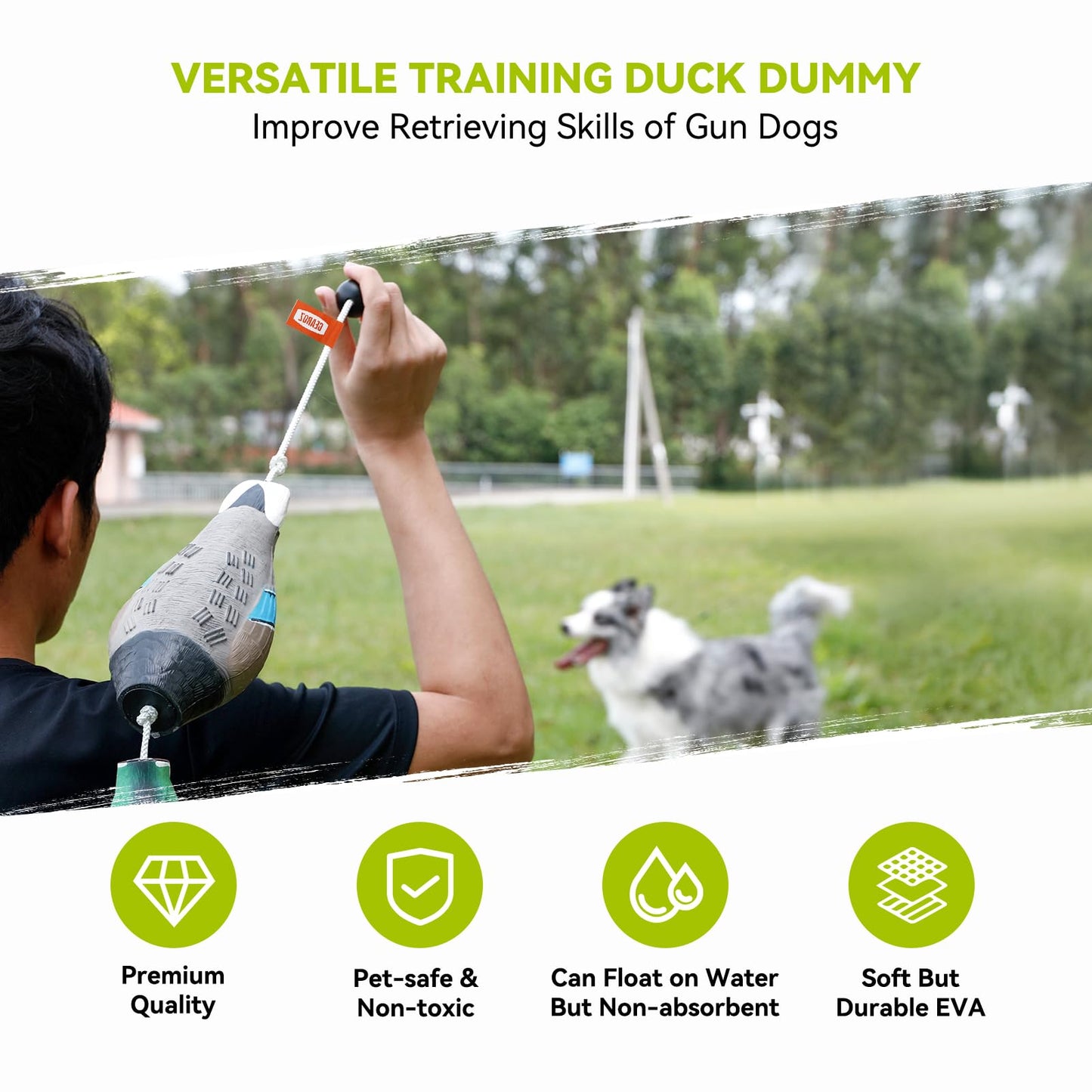 GearOZ Duck/Pheasant Dummy, Mimics Dead Duck/Pheasant Bumper for Gun Dog Training Scent Waterfowl Hunting Retriever, Outdoor Mallard Retrieval Interactive Train Toys, Floating & Durable