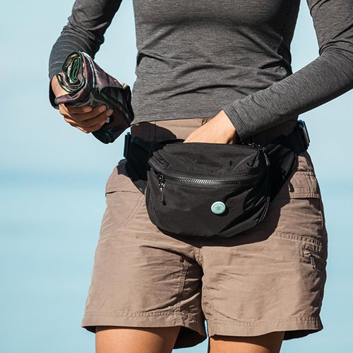 Nomadix Fanny Pack Raven Black – Lightweight, Water-Resistant Crossbody Bag for Hiking, Festivals, and Travel – Eco-Friendly Recycled Nylon with Key Clip, Dual Pockets, and Secure Storage