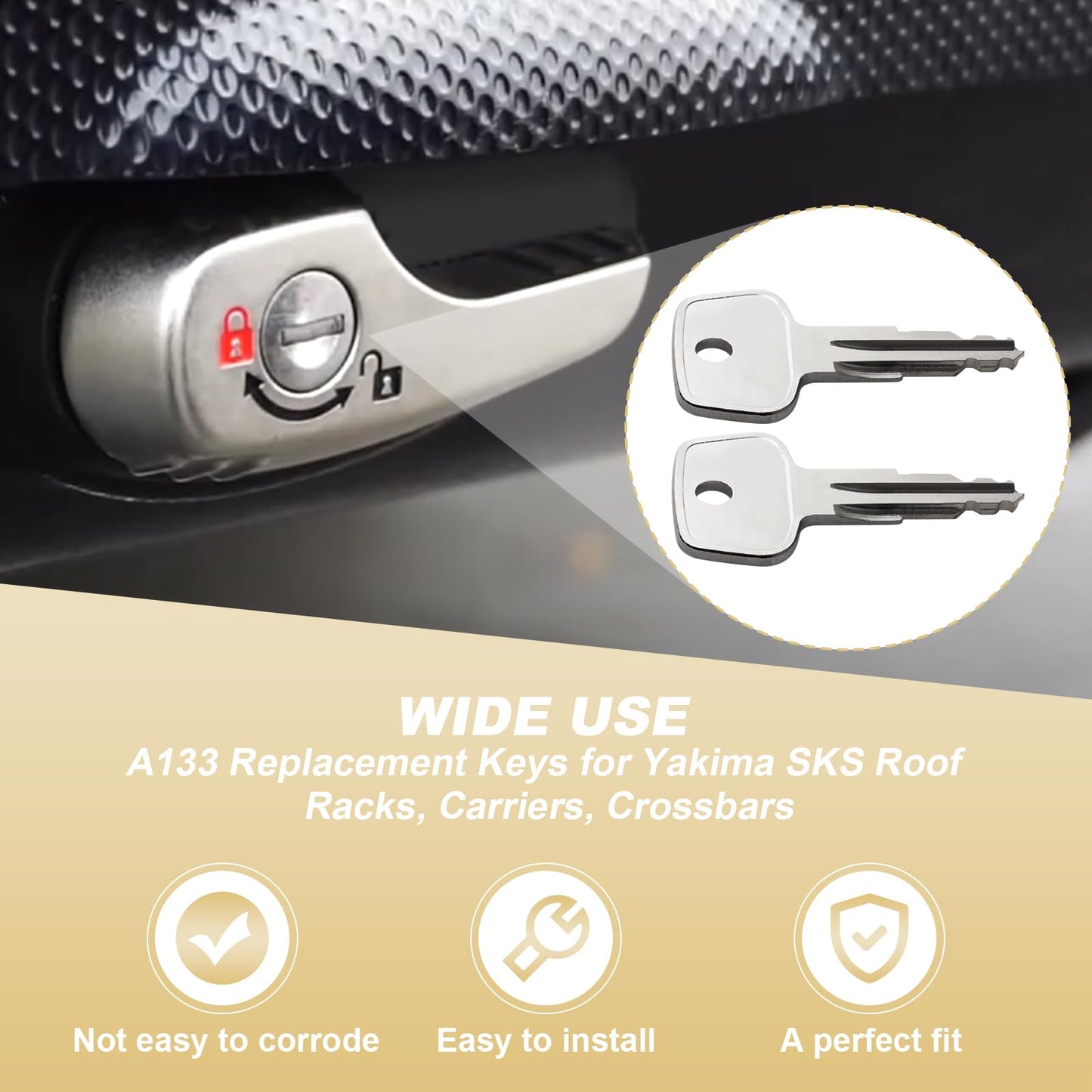 A133 SKS roof Rack Key,Replacement Keys for Yakima SKS Ski,Roof,Cargo Box,Carrier Racks and Crossbars[2 pcs]