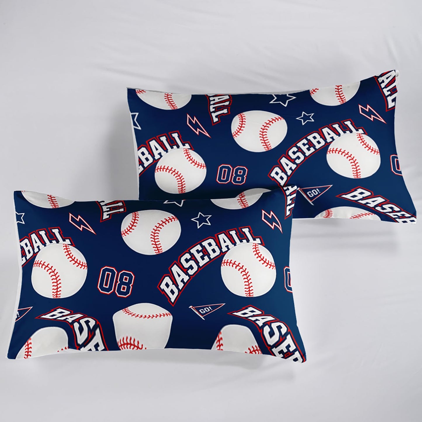 QOOMO 3D Baseballs Comforter Twin Size,Blue Baseball Kids Bedding Set,3Pcs Bedding Set Printed Comforter with 2 Pillowcases,Down Alternative,Soft and Lightweight,for All Seasons