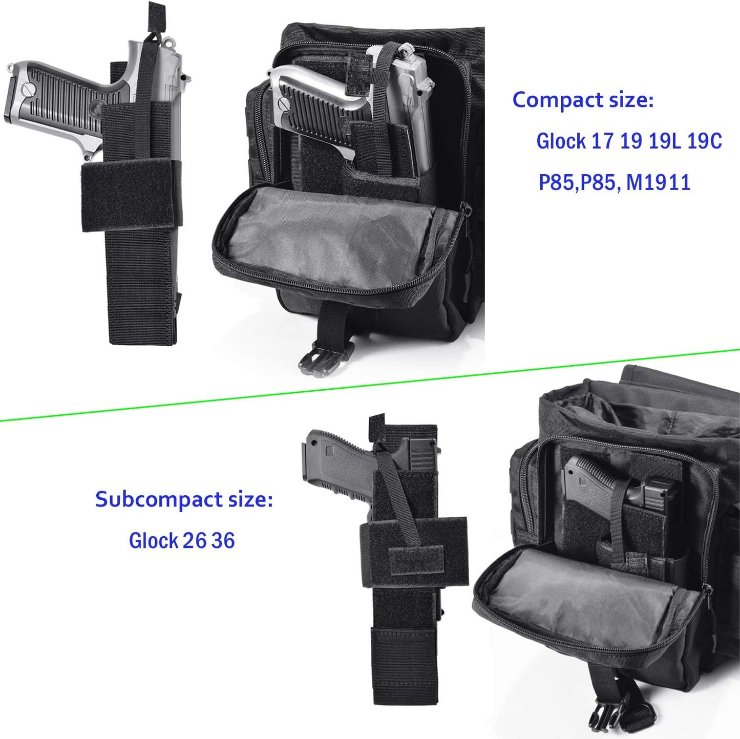 Tactical Drop Leg Bag with Pistol Holster - Leg Panel Thigh Leg Waist Bag Fanny Pack Multipurpose Carry Concealed Gun Ammo Pouch for Handgun Shooting Range Sport