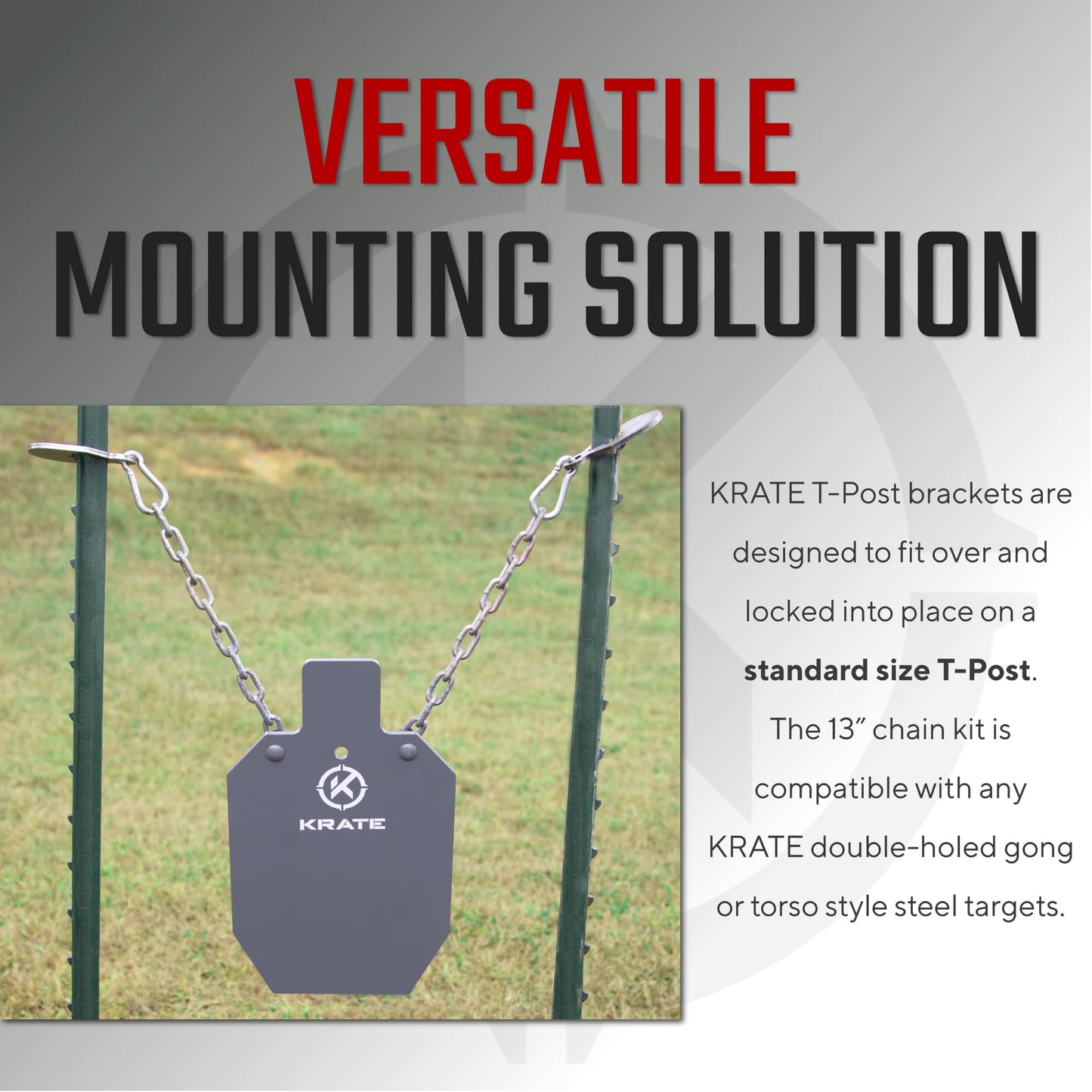 KRATE Tactical 13" Chain Kit (2-Pack) - AR500 Steel Shooting Target Mounting Hardware - 1/4" Grade 30 Proof Steel Chains for AR500 Metal Target Hanger Mount for Precision Shooting
