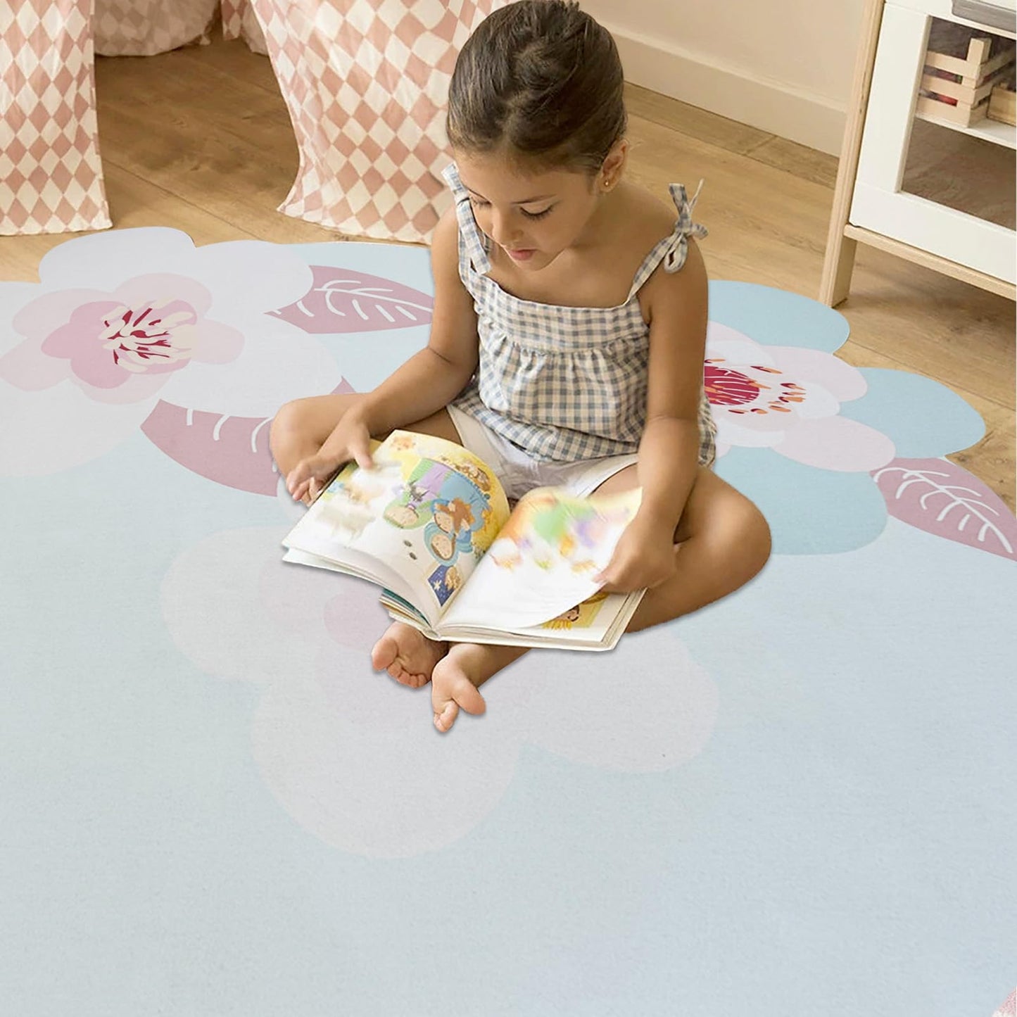 ABREEZE Irregular Large Flower Meditation Mat Non Slip Round Pilates Yoga Mat Natural Rubber with Sueded Surface Exercise Mat