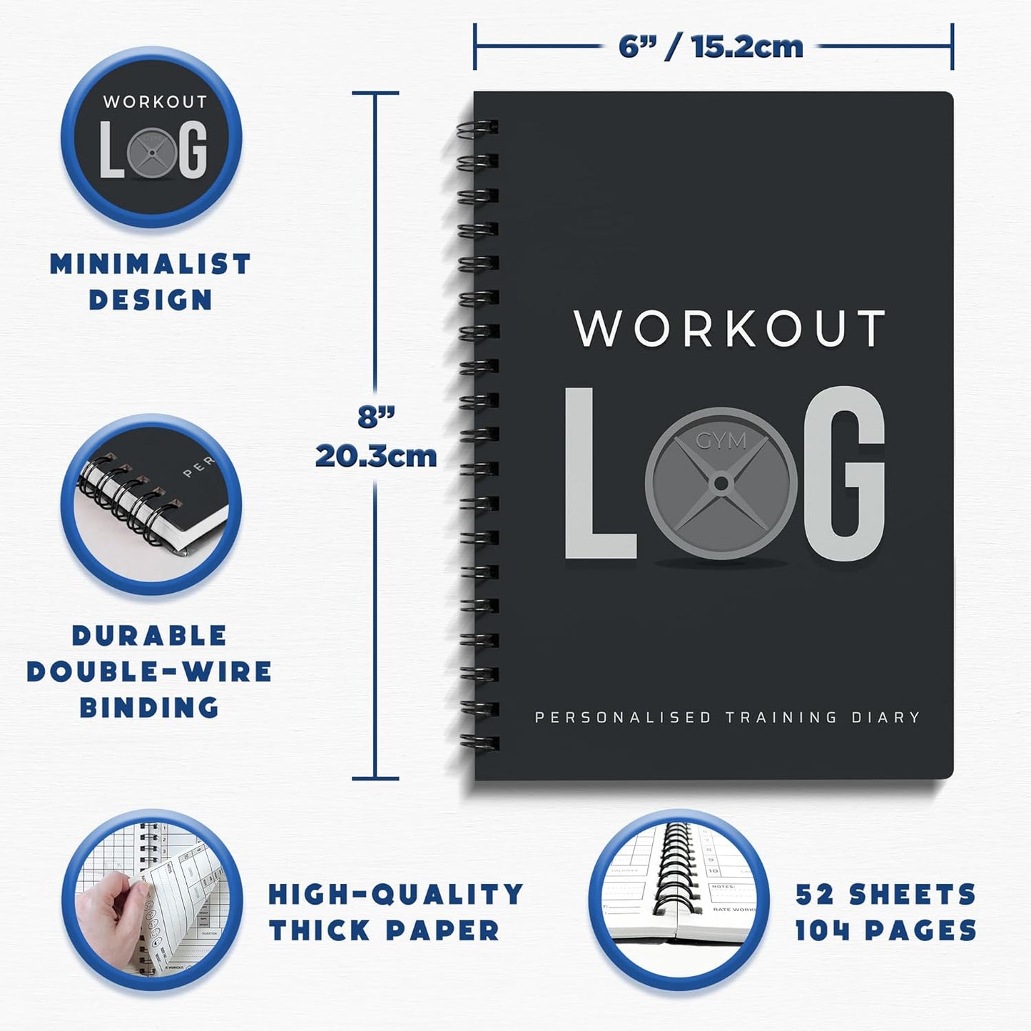 Workout Planner for Daily Fitness Tracking & Goals Setting - A5 Size, 6” x 8”, Charcoal Gray - Men & Women Personal Home & Gym Training Diary - Log Book Journal - by Workout Log Gym