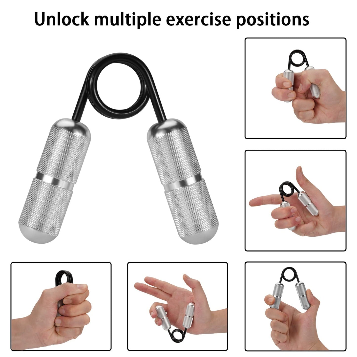 LOQATIDIS Mini Grip Strength Trainer, Metal fingers thumb Hand Grip Strengthener, Hand Rehabilitation Finger Strength Training Muscle Building, Suitable for Teenagers Adult Kids (Silver)