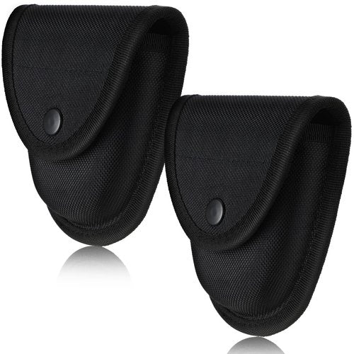 Silkfly 2 Pcs Heavy Duty Handcuff Case Handcuff Holder Cuff Holster Standard Pouch Fit Hinged/Chain Cuff Case for Duty Belt Accessories Security Vest Law Enforcement Police Officer(Snap,Nylon)