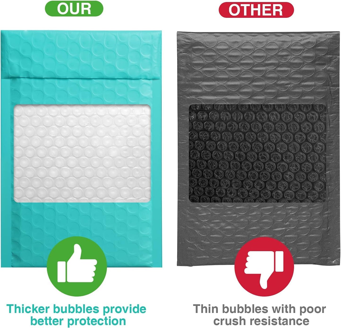 Metronic 4x8 Inch 800Pack Bubble Mailer, Teal Bubble Mailers, Waterproof Padded Envelopes, Self Seal Adhesion Bubble Envelopes, Cushioning Padded Mailers for Jewelry, Bubble Mailers Usable Size 4x7