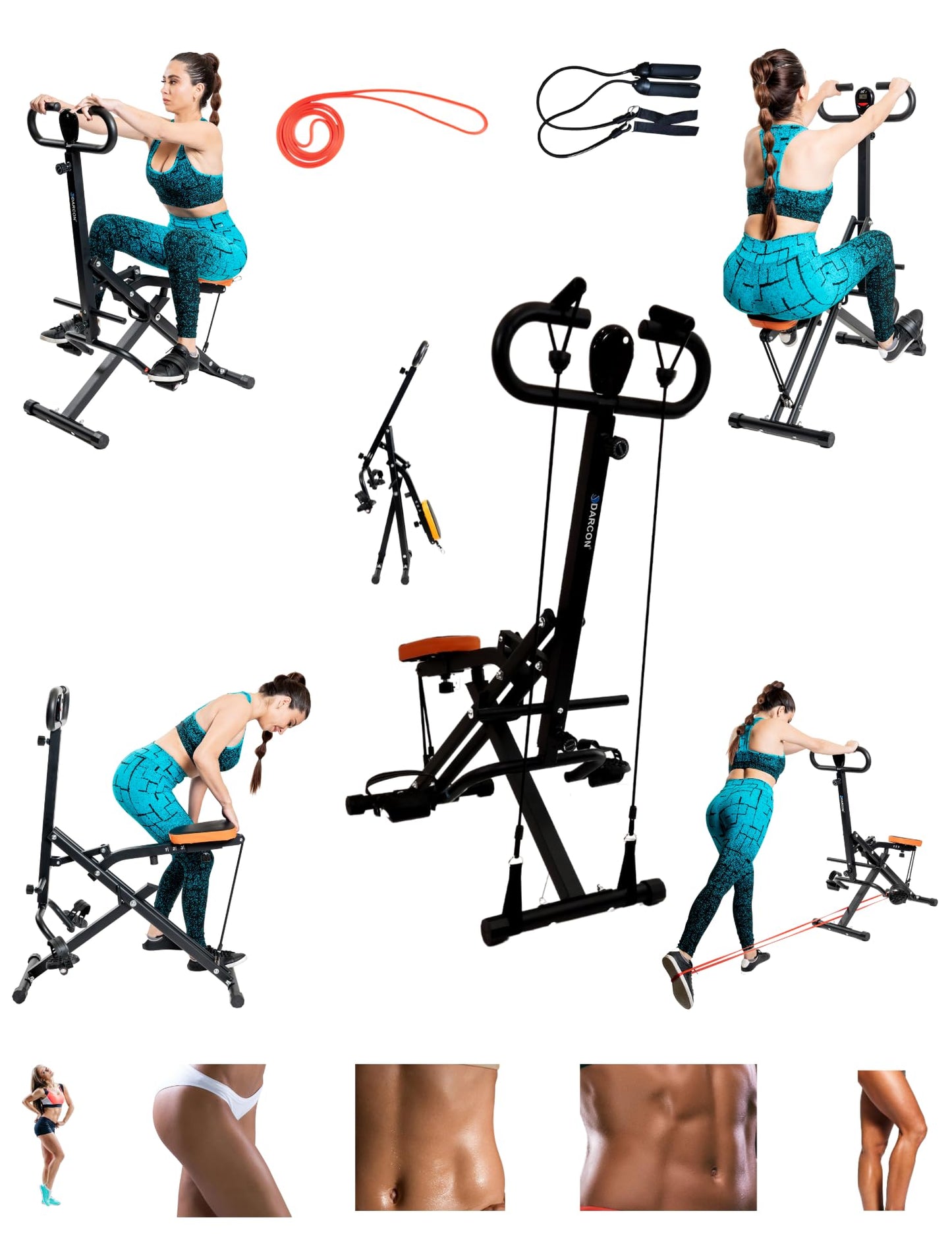 DARCON Squat Machine Exercise Equipment - Ab Rowing Machine for Home Workouts - Power Rider Row for Glutes, Legs and Full Body Workouts for Women and Men