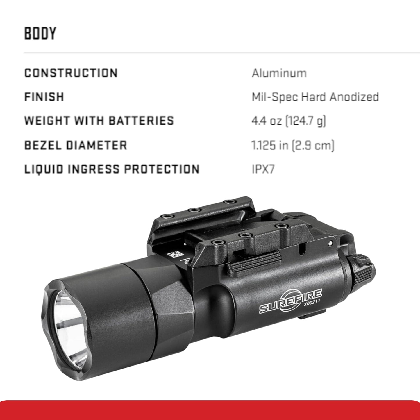 SureFire X300T-A Turbo Black Weapon Light High Output LED Bundle (650 Lumens) - Two 123A Batteries and Battery Box - X300 Turbo Light A Pistol Light for Defense, Easy Switch Mount System