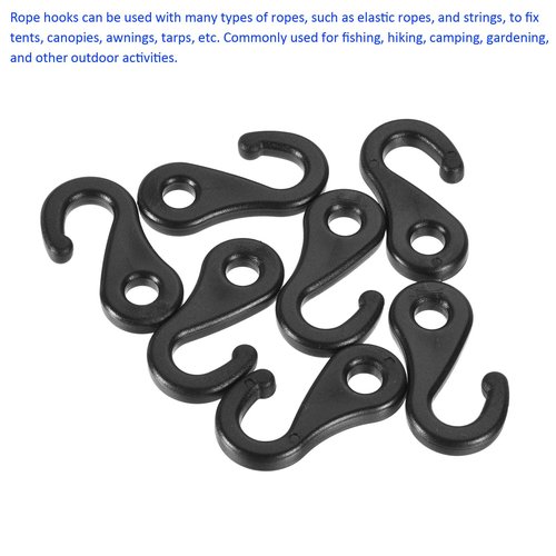 M METERXITY 10 Pack Plastic Camping Hooks - Camping Hook Buckles Durable Tent Awning Hole Clip Accessories, Apply to Camping Hiking (6.5mm, Black)
