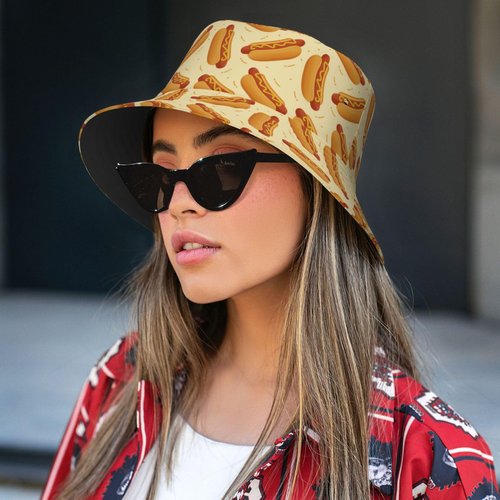 Hotdog Bucket Hat Summer Beach Fisherman Cap Packable Sun Hats