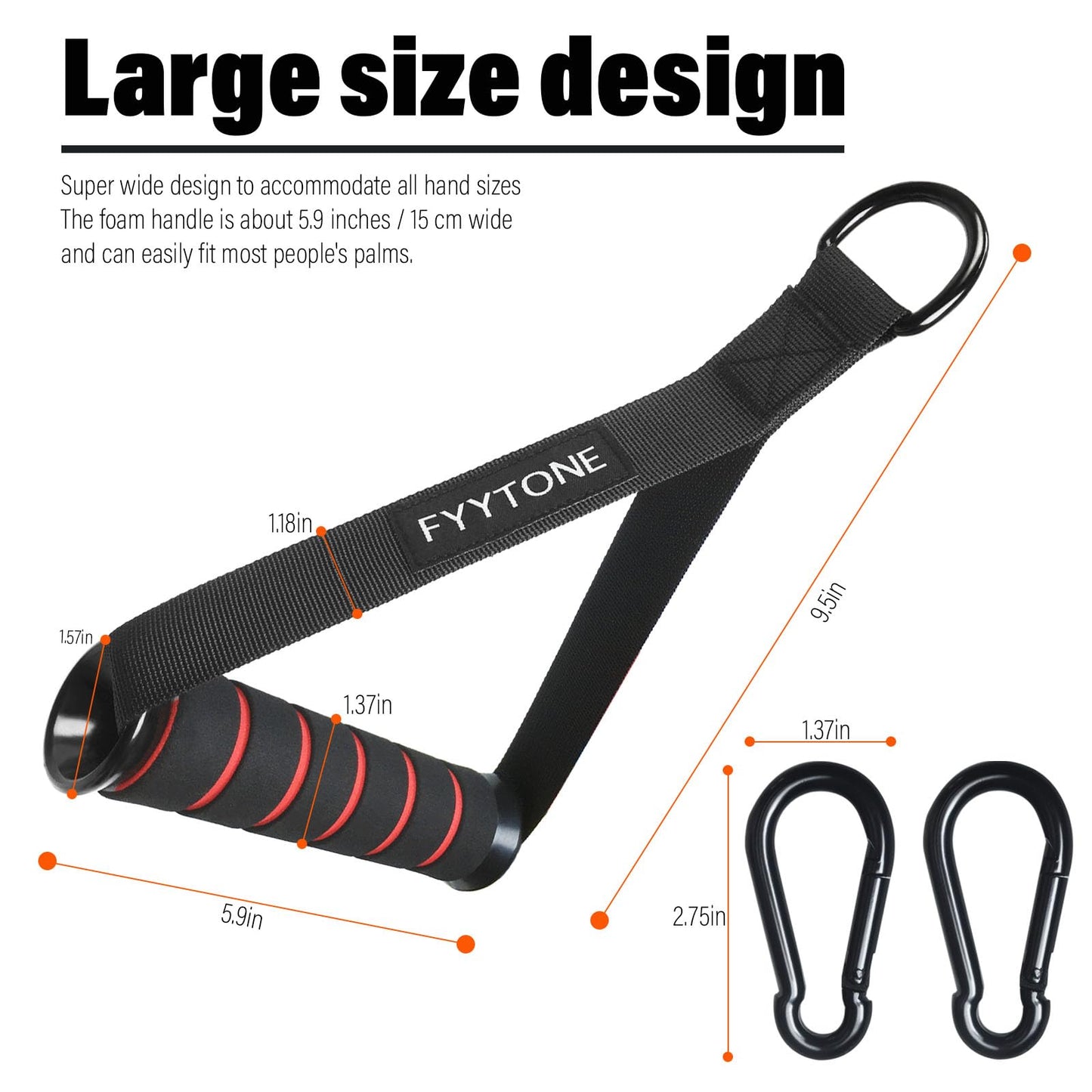 FYYTONE Gym Exercise Handles, Replacement Handle Attachments for Cable Machine, Resistance Band and Strength Trainer, Pull Down Workout Accessories, Heavy Duty Handle with 2 Carabiners for Home Gym