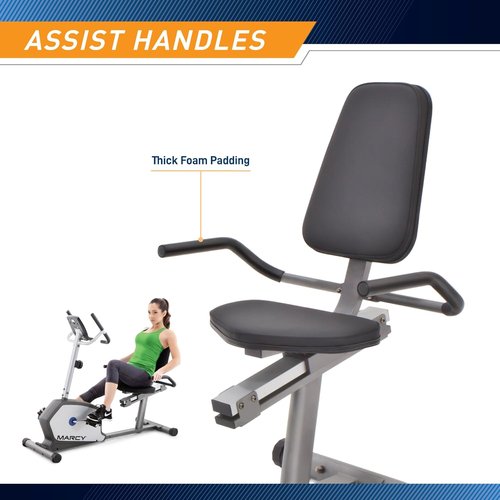 Marcy Recumbent Exercise Bike NS-1201R - Adjustable Seat, 8 Resistance Levels, 300 lb Capacity
