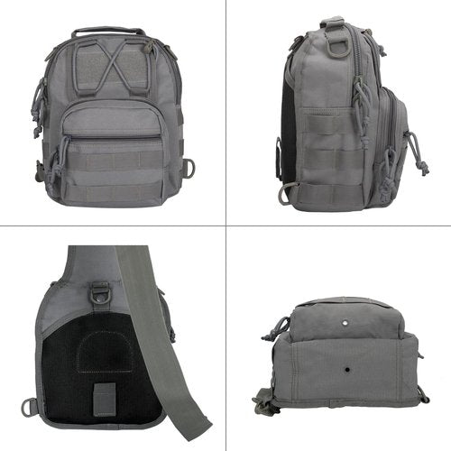 YAKEDA Tactical EDC Backpack Military Sling Backpack Shoulder Bag for Travel,Outdoor,Hiking, (Gray) 10.24 * 8.27 * 4.33 inches