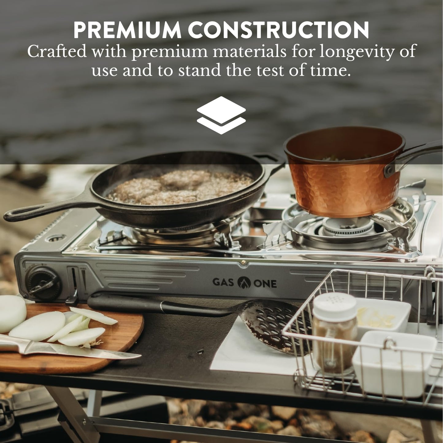 GasOne 2-Burner Portable Camp Stove - High Output 15,300 BTU - With Durable Carrying Case, Automatic Ignition, Safety Features, Perfect for Camping, Hiking, Tailgating, and Emergency Preparedness