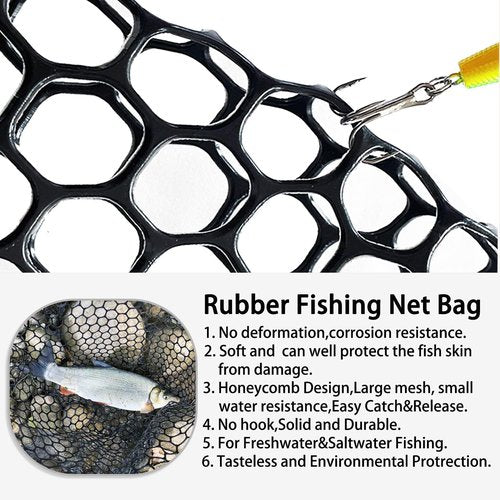 SEASPRO Red Telescoping Rubber Fishing Net Aluminum Alloy Fish Net - Adjustable Length Lightweight Foldable Large Fishing Net with Handle Collapsible Extendable Fishing Accessories
