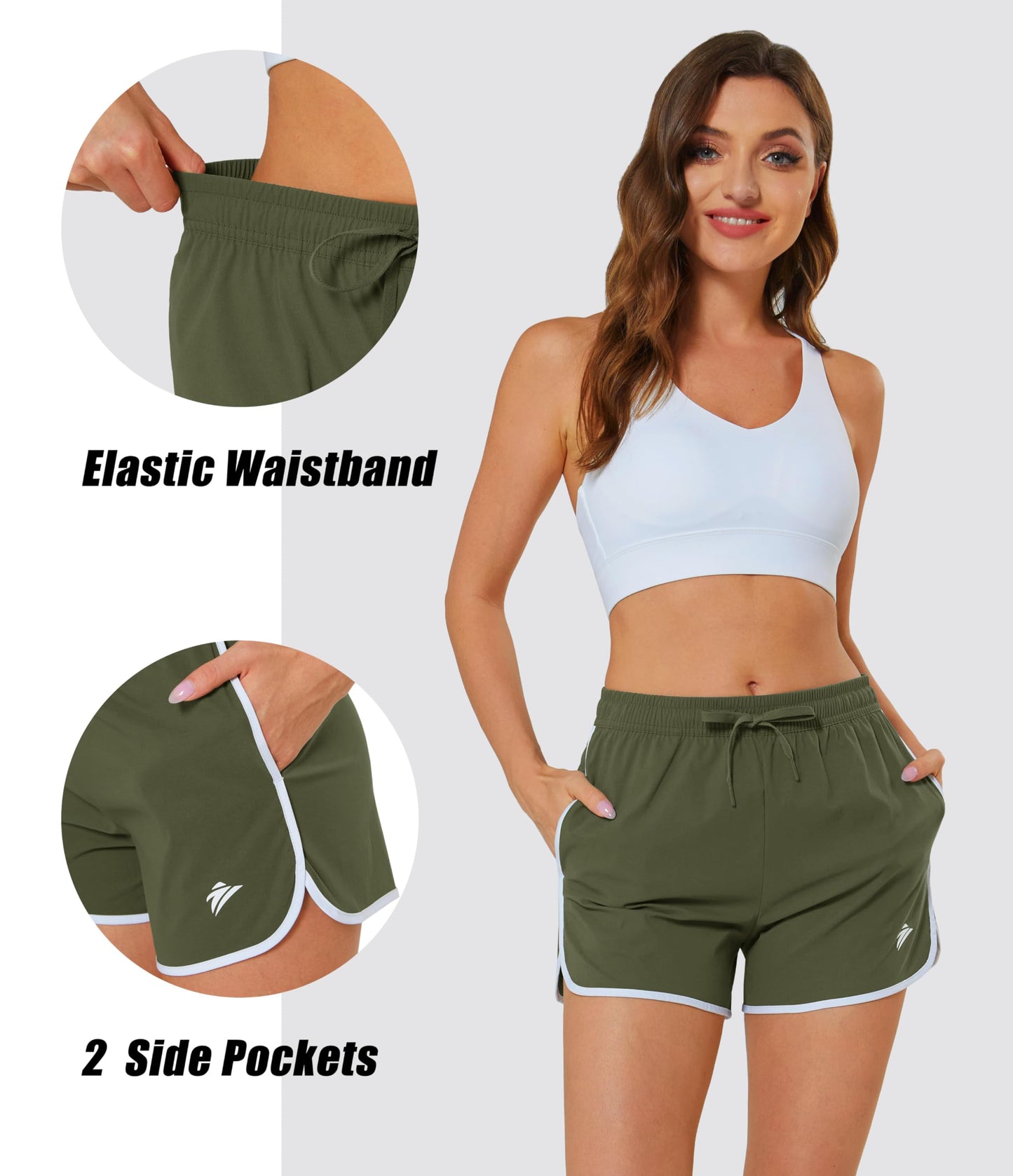 MAGCOMSEN Women's Athletic Shorts with Pockets Quick Dry Lightweight 3.5" Running Gym Workout Shorts Hiking Sport