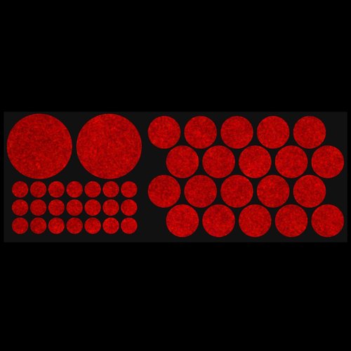 LiteMark Reflective Assorted Circle Stickers-Pack of 43 Pcs(2 Inch, 1 Inch, 1/2 Inch)