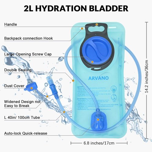 Hydration Backpack, Lightweight Hydration Pack with 2L Water Bladder, 6L Water Backpack for Men Women Cycling, Hiking, Mountain Biking, Skiing