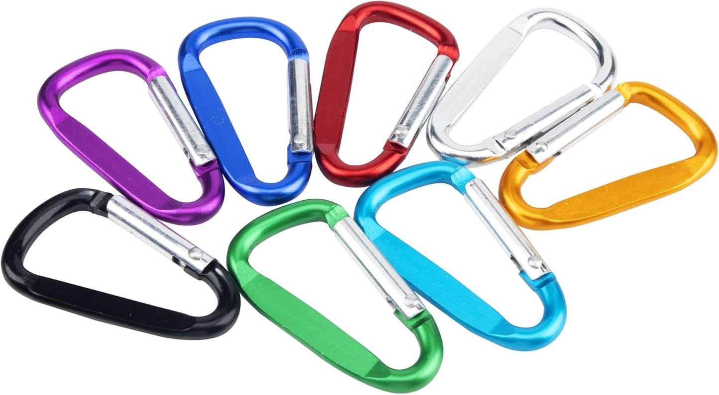 SWATOM Aluminum D-Shape Carabiner Clips | 1.6-3 Inch Spring Snap Hooks for Outdoor Use